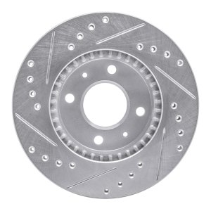Nissan Sentra Brake Rotor (1) - Front Right - R1 Concepts - Drilled & Slotted - Silver - `95-`00